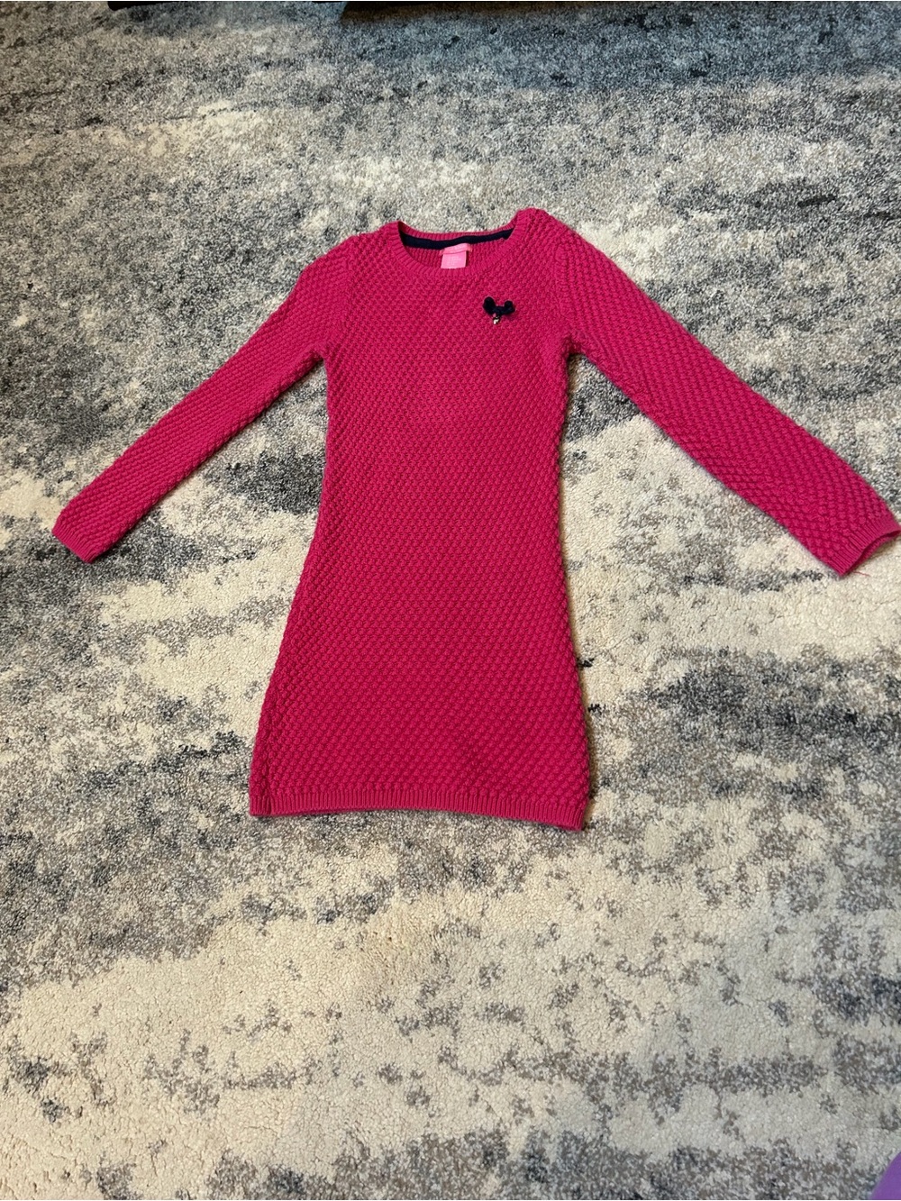 Girls' Pink Knit Long-Sleeve Sweater Dress